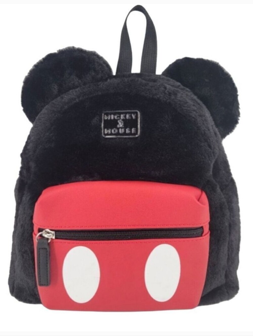 Disney Mickey Mouse Faux Fur Backpack With Front Zip Pouch.